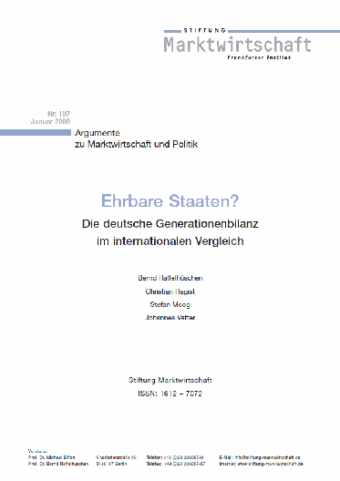 Ehrbare Staaten? Die deutsche Generationenbilanz im internationalen Vergleich