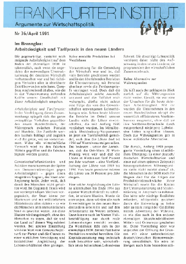 Im Brennglas: Arbeitslosigkeit und Tarifpraxis in den neuen Ländern