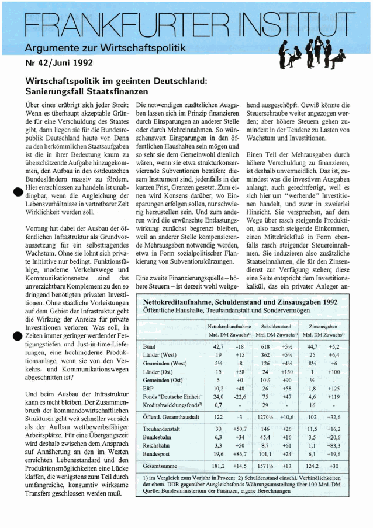 Wirtschaftspolitik im geeinten Deutschland: Sanierungsfall Staatsfinanzen