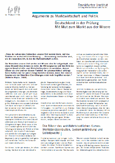 Deutschland in der Prüfung (1) - Mit Mut zum Markt aus der Misere