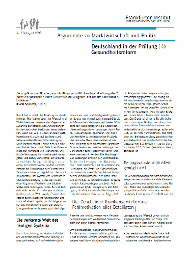 Deutschland in der Prüfung (4) - Gesundheitsreform