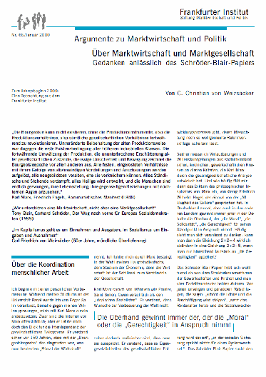 Über Marktwirtschaft und Marktgesellschaft. Gedanken anläßlich des Schröder-Blair-Papiers
