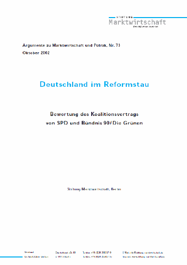 Nr. 073 - Deutschland im Reformstau - Bewertung des Koalitionsvertrags von SPD und Bündnis 90/Die Grünen