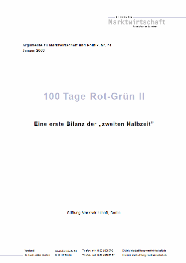 100 Tage Rot-Grün II - Eine erste Bilanz der "zweiten Halbzeit"