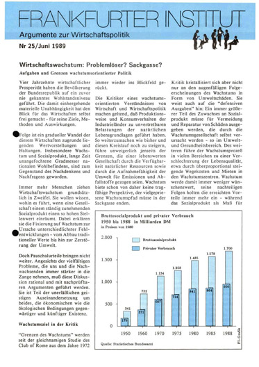 Wirtschaftswachstum: Problemloser? Sackgasse?