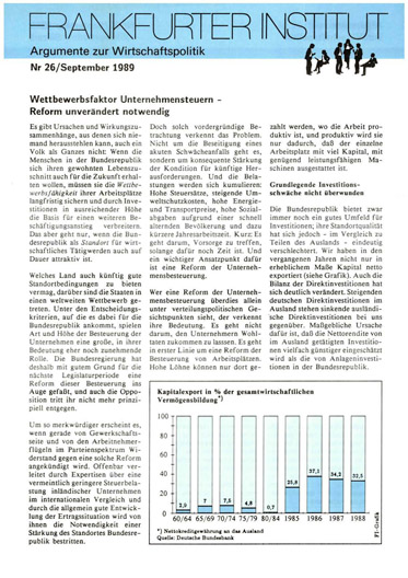 Wettbewerbsfaktor Unternehmensteuern – Reform unverändert notwendig