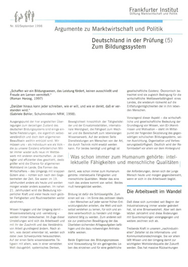 Deutschland in der Prüfung (5) - Zum Bildungssystem