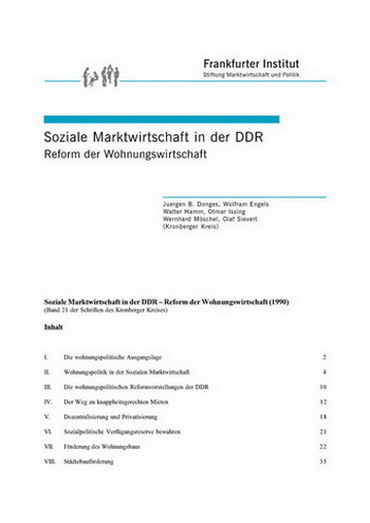 Soziale Marktwirtschaft in der DDR - Reform der Wohnungswirtschaft