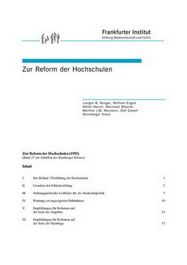 Zur Reform der Hochschulen