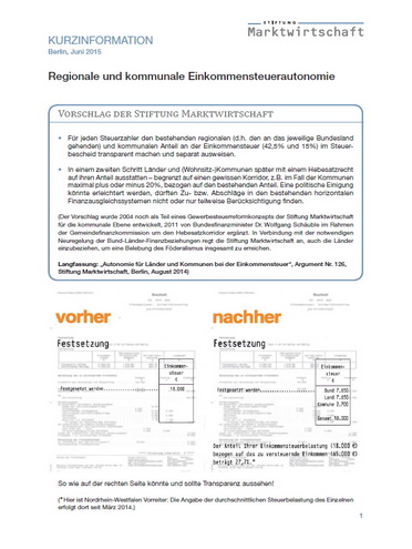 Regionale und kommunale Einkommensteuerautonomie - Kurzinformation
