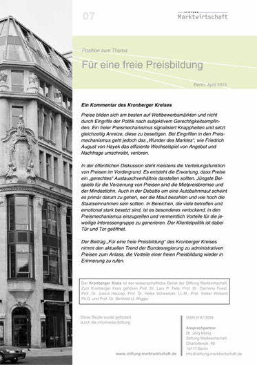 Für eine freie Preisbildung