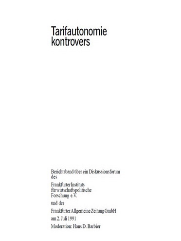 Tarifautonomie kontrovers (vergriffen)