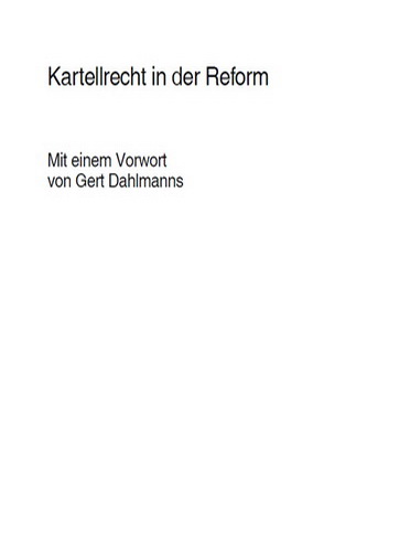 Kartellrecht in der Reform